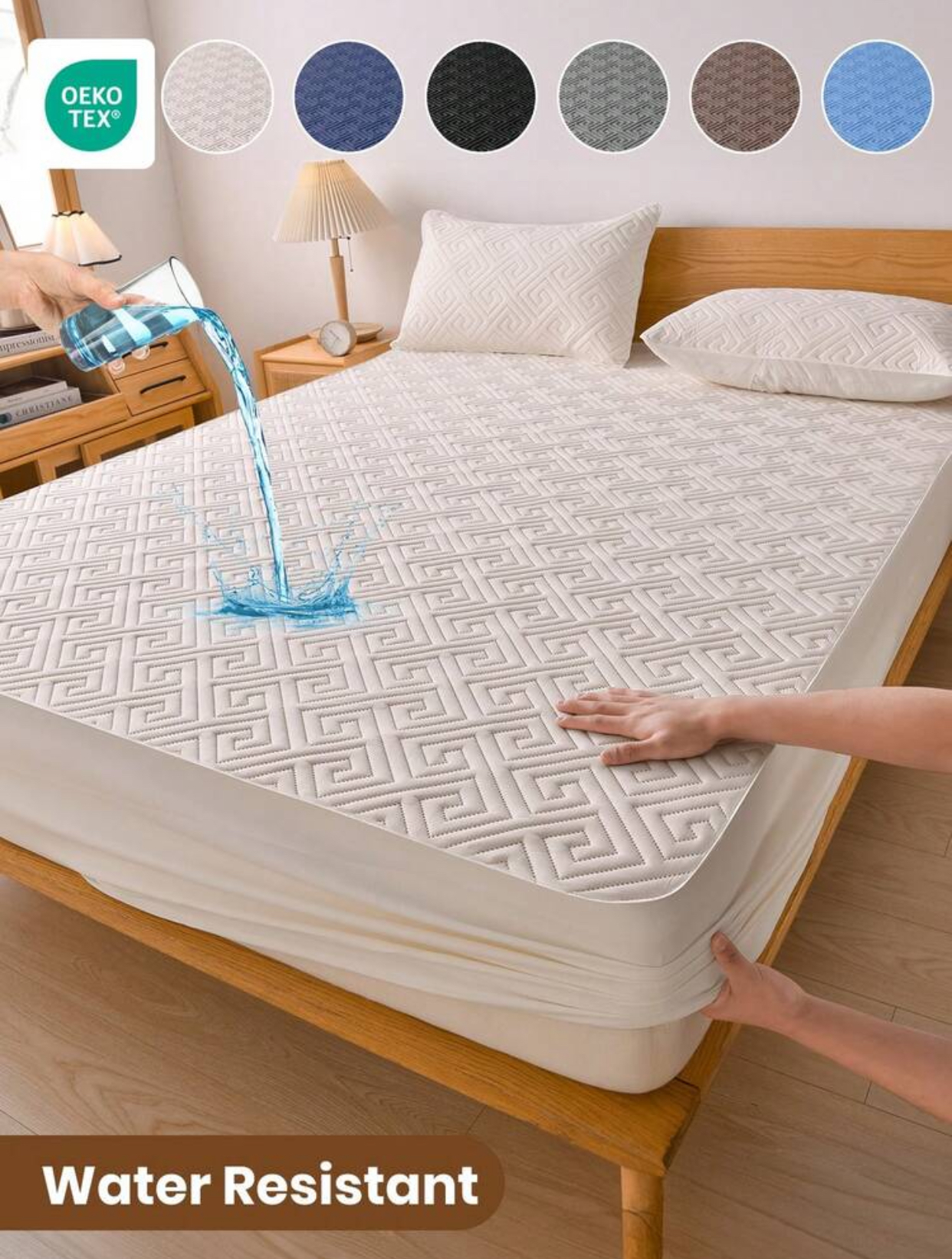 1-Piece Quilted Water-Resistant Mattress Protector Cover (Pillowcases Not Included). 2