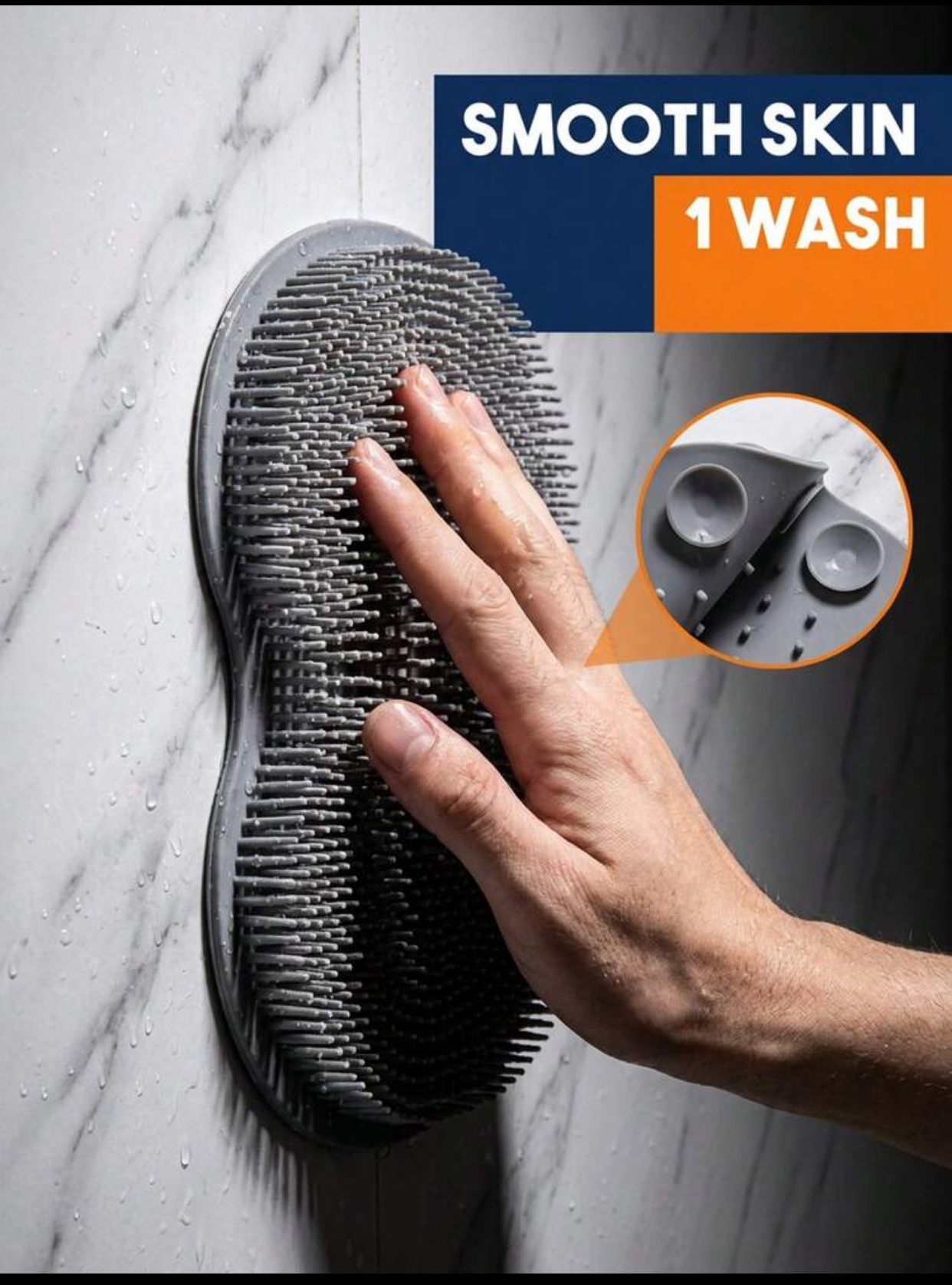 Hands-Free Wall-Mounted Silicone Back Scrubber Mat with Suction Cups