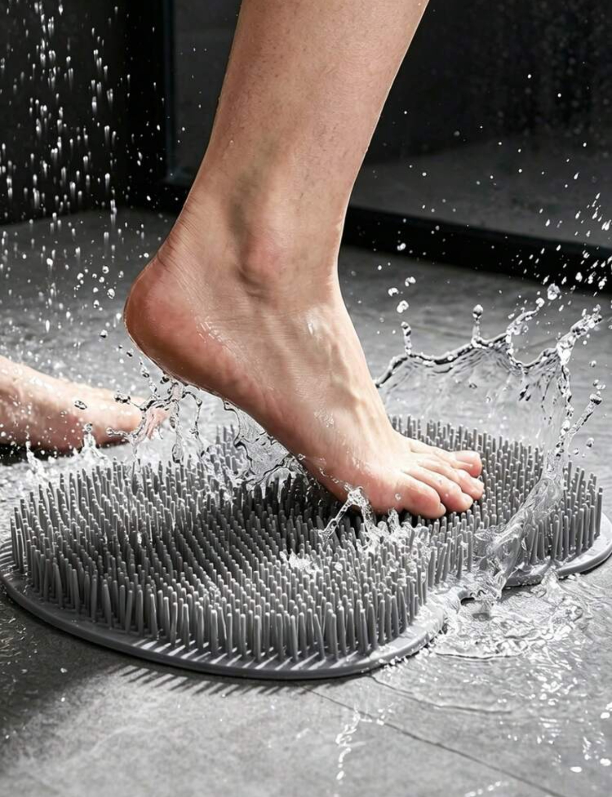 Hands-Free Wall-Mounted Silicone Back Scrubber Mat with Suction Cups 2
