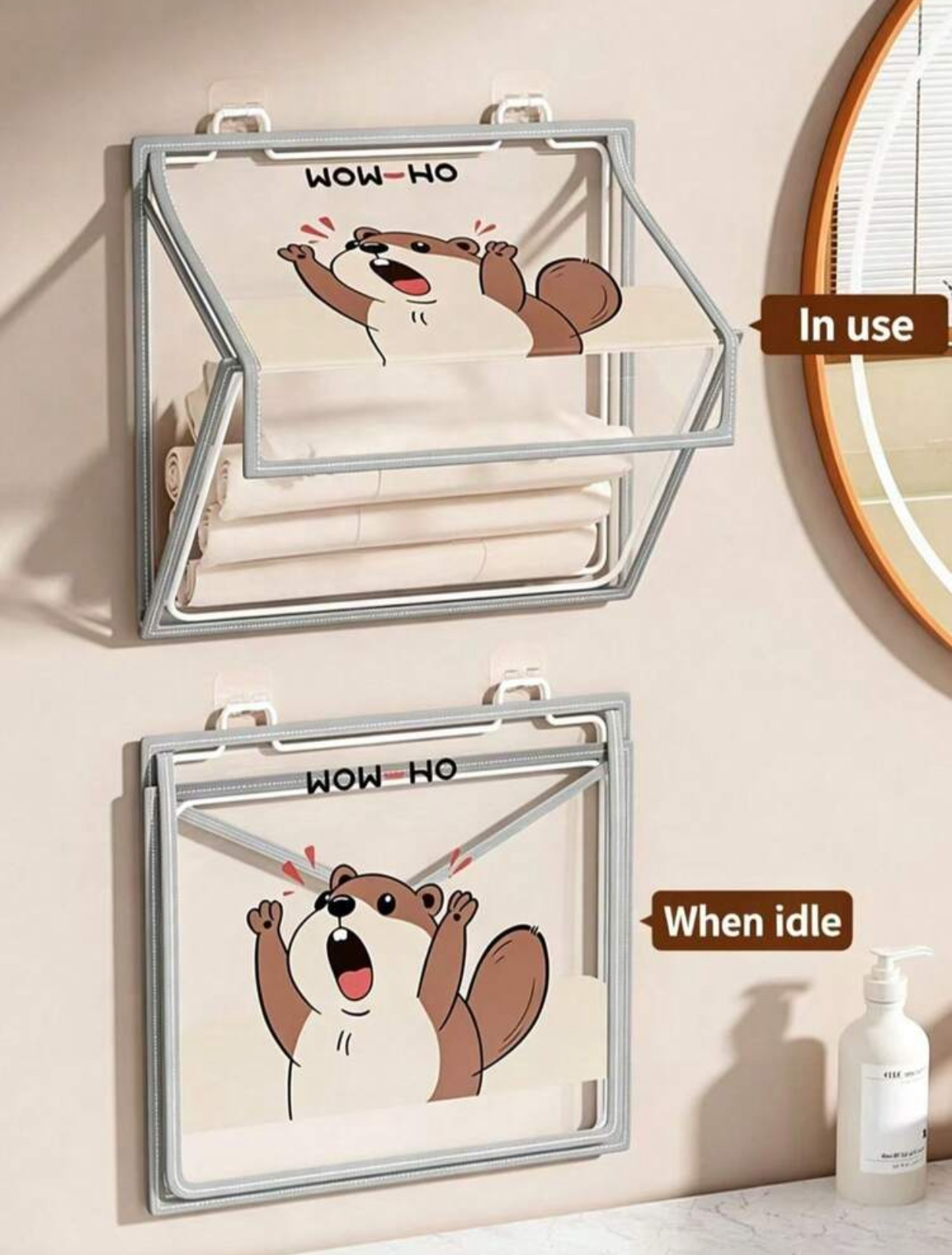 Foldable Clear-Window Wall Hanging Bathroom Organizer Clamshell Storage Dustproof Box 2