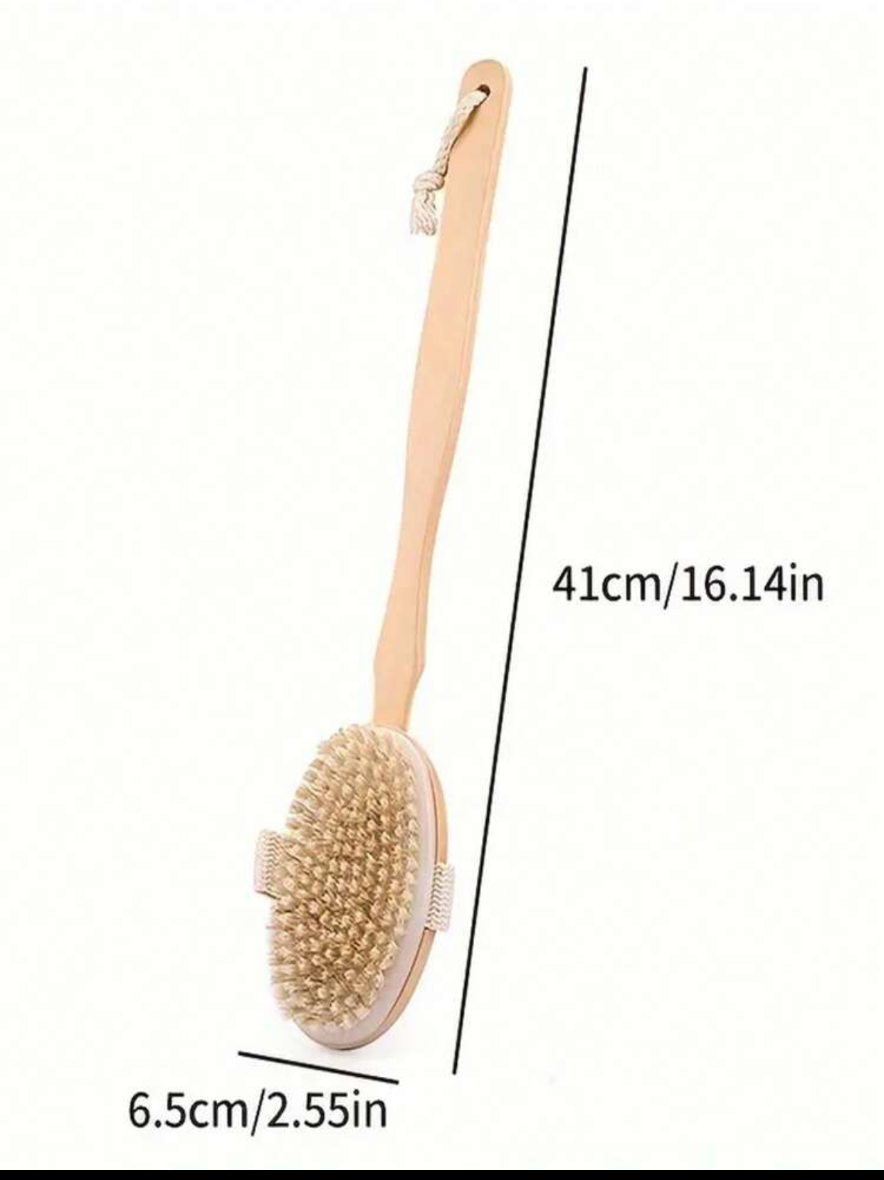 Double-Sided Natural Bristle Wooden Body Brush with Detachable Long Handle 3