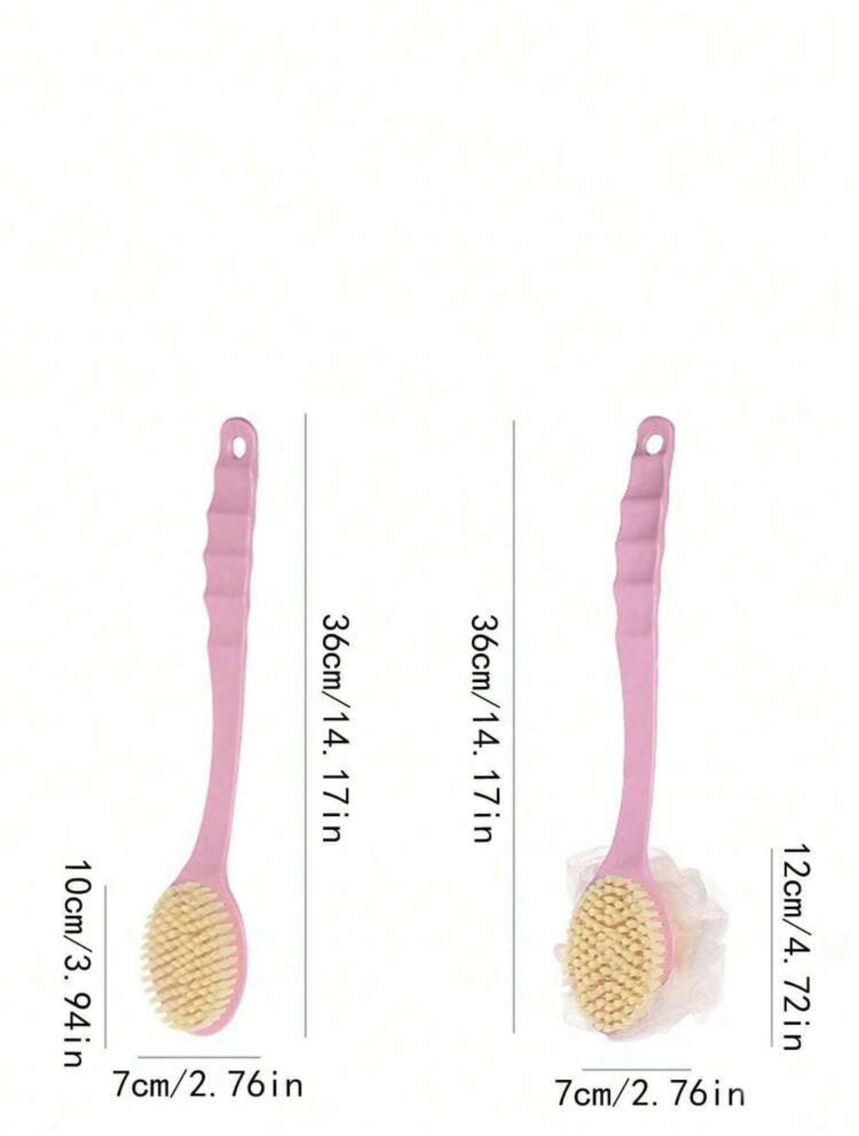 2-in-1 Long Handle Bath Brush and Mesh Flower Loofah Combo 3