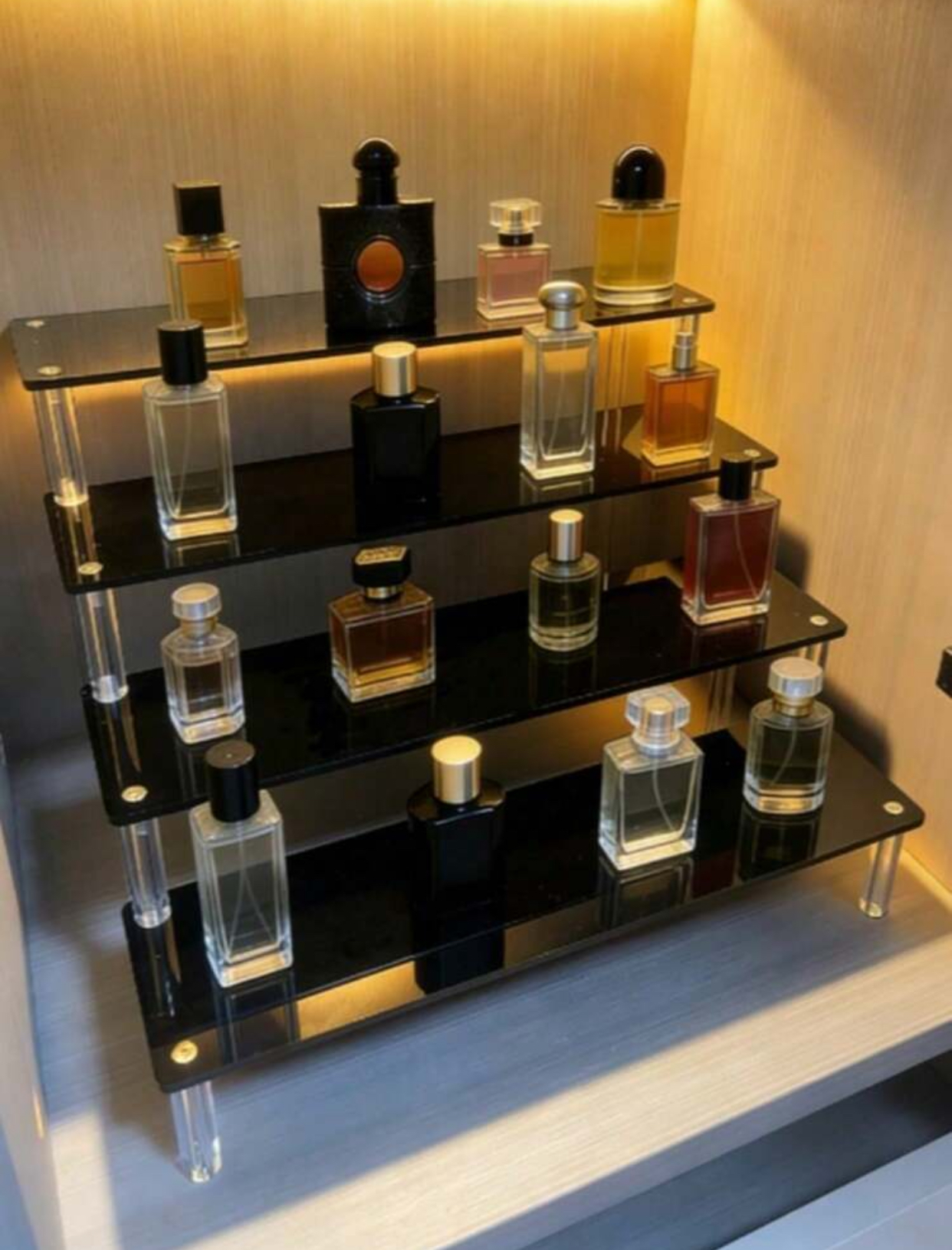 3-Tier Tiered Black Acrylic Riser Perfume and Cosmetic Display Stand 2