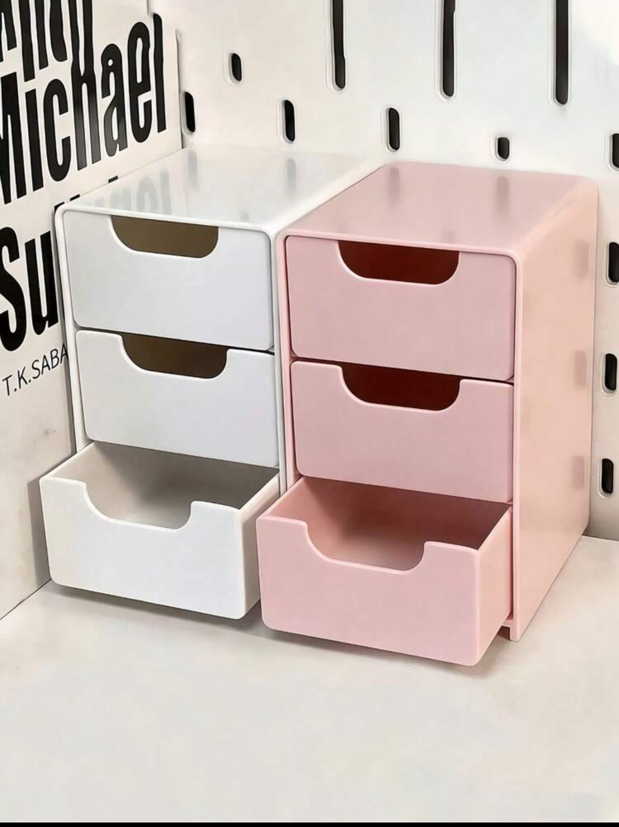 Mini 3-Drawer Stackable Desktop Plastic Storage Cabinets for Craft Supplies and Accessories