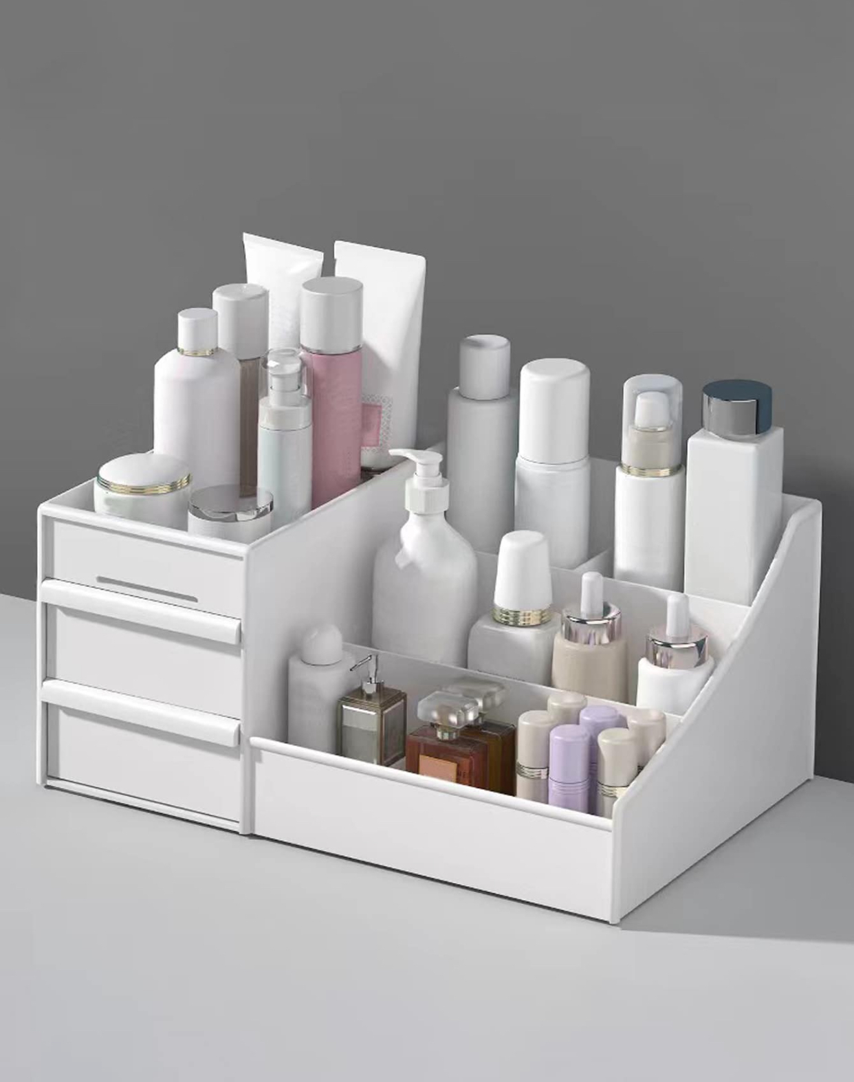 Multi-Functional Desktop Cosmetic Storage Organizer with Drawers