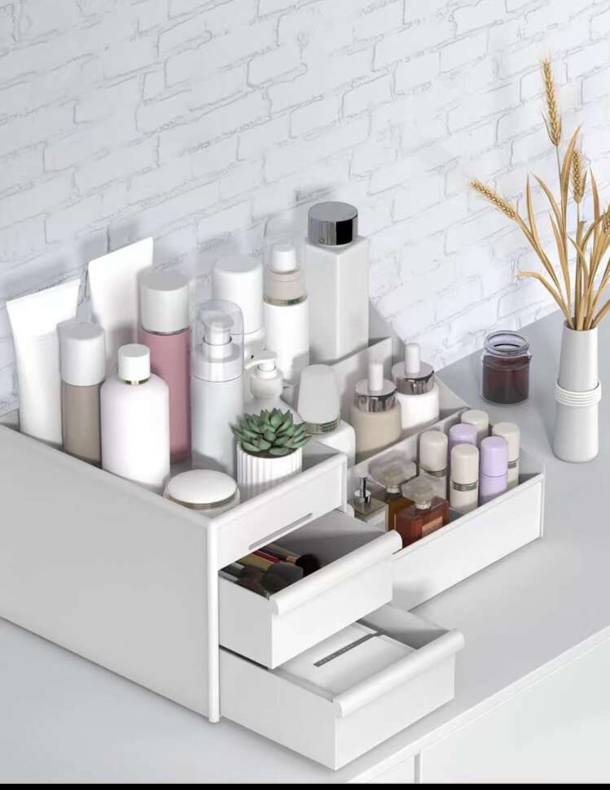 Multi-Functional Desktop Cosmetic Storage Organizer with Drawers 3