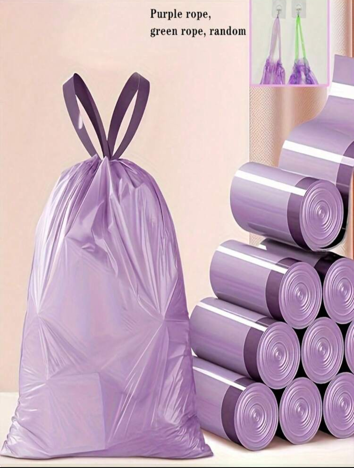 Heavy-Duty Drawstring Trash Bags Roll