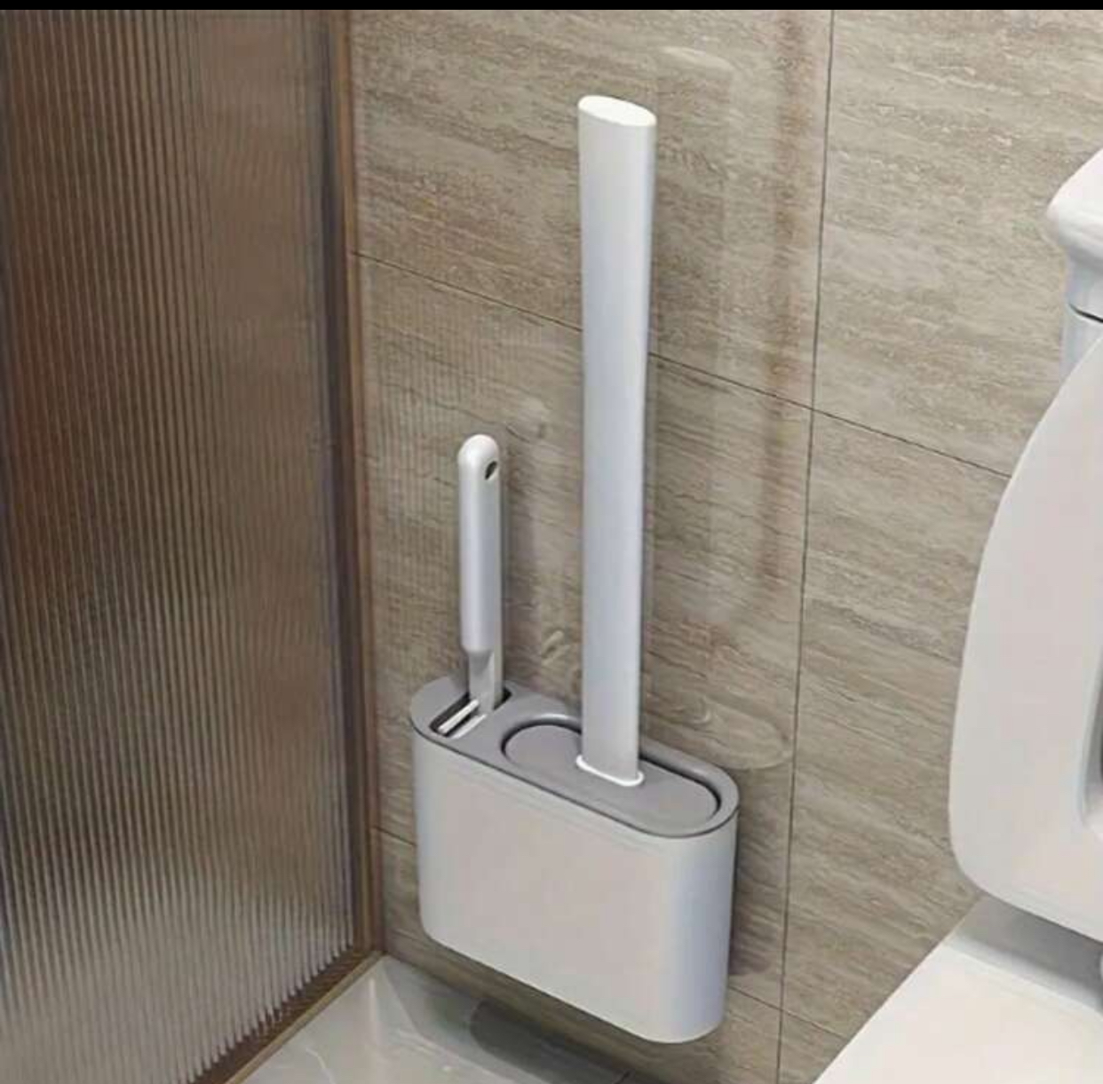 Wall-Mounted Silicone Toilet Brush and Holder Set