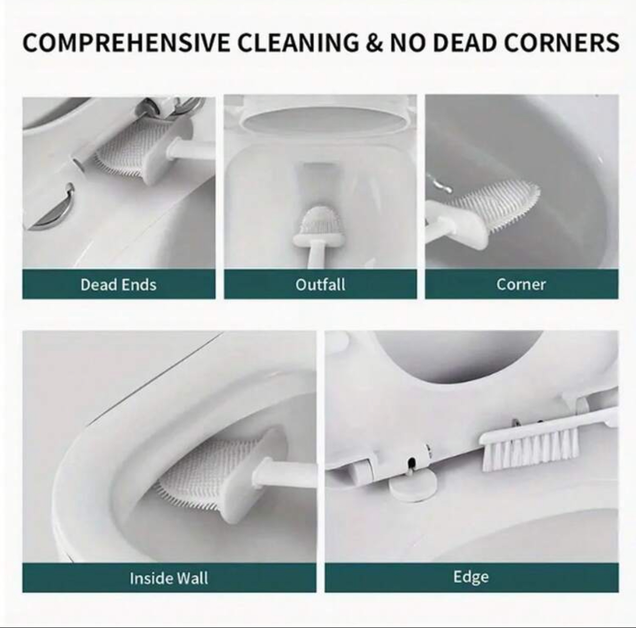 Wall-Mounted Silicone Toilet Brush and Holder Set 3