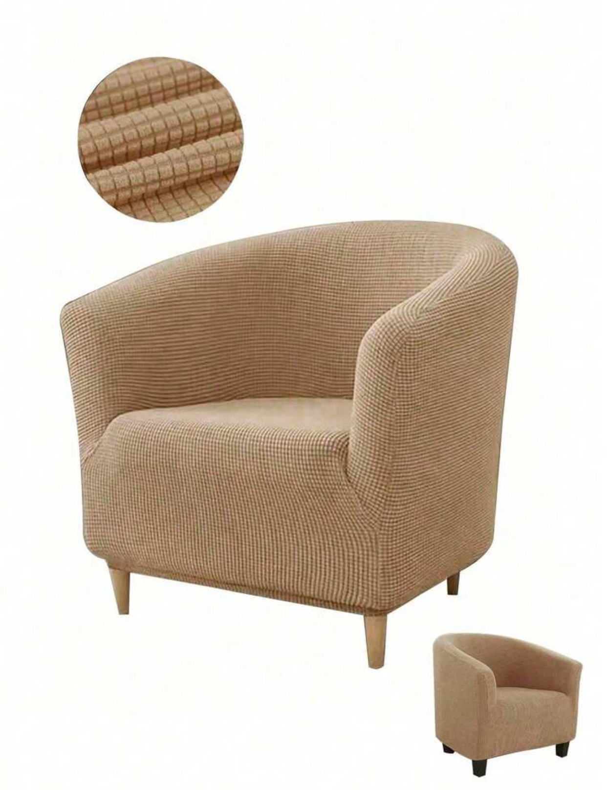 High-stretch form-fitting textured knit armchair slipcover 3