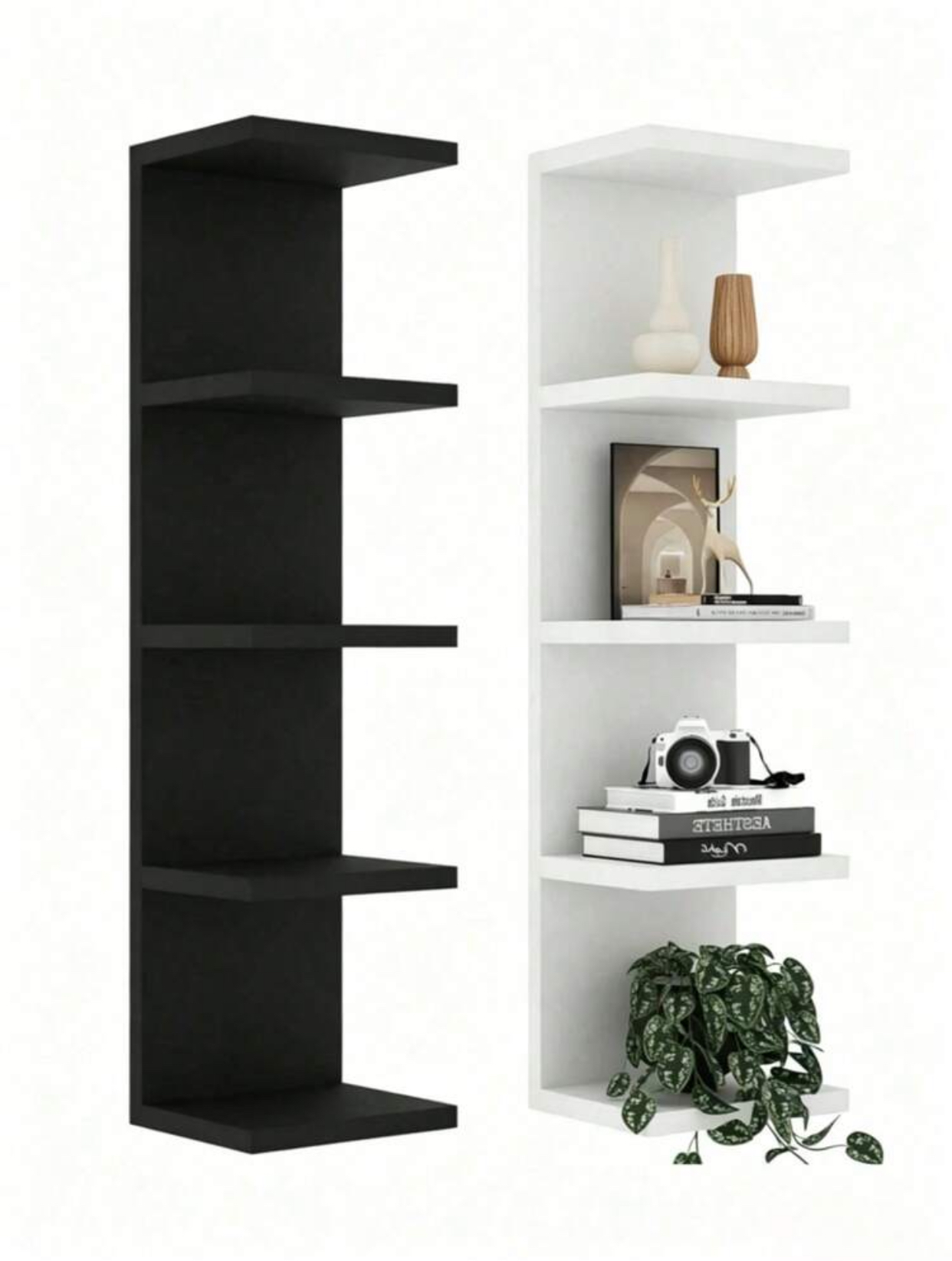 Five-tier wall-mounted zigzag corner floating display bookshelf