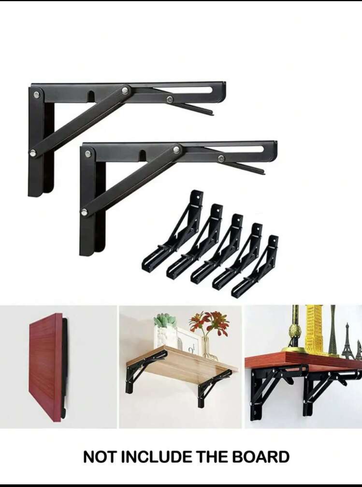 Heavy-duty wall-mounted folding triangular shelf brackets