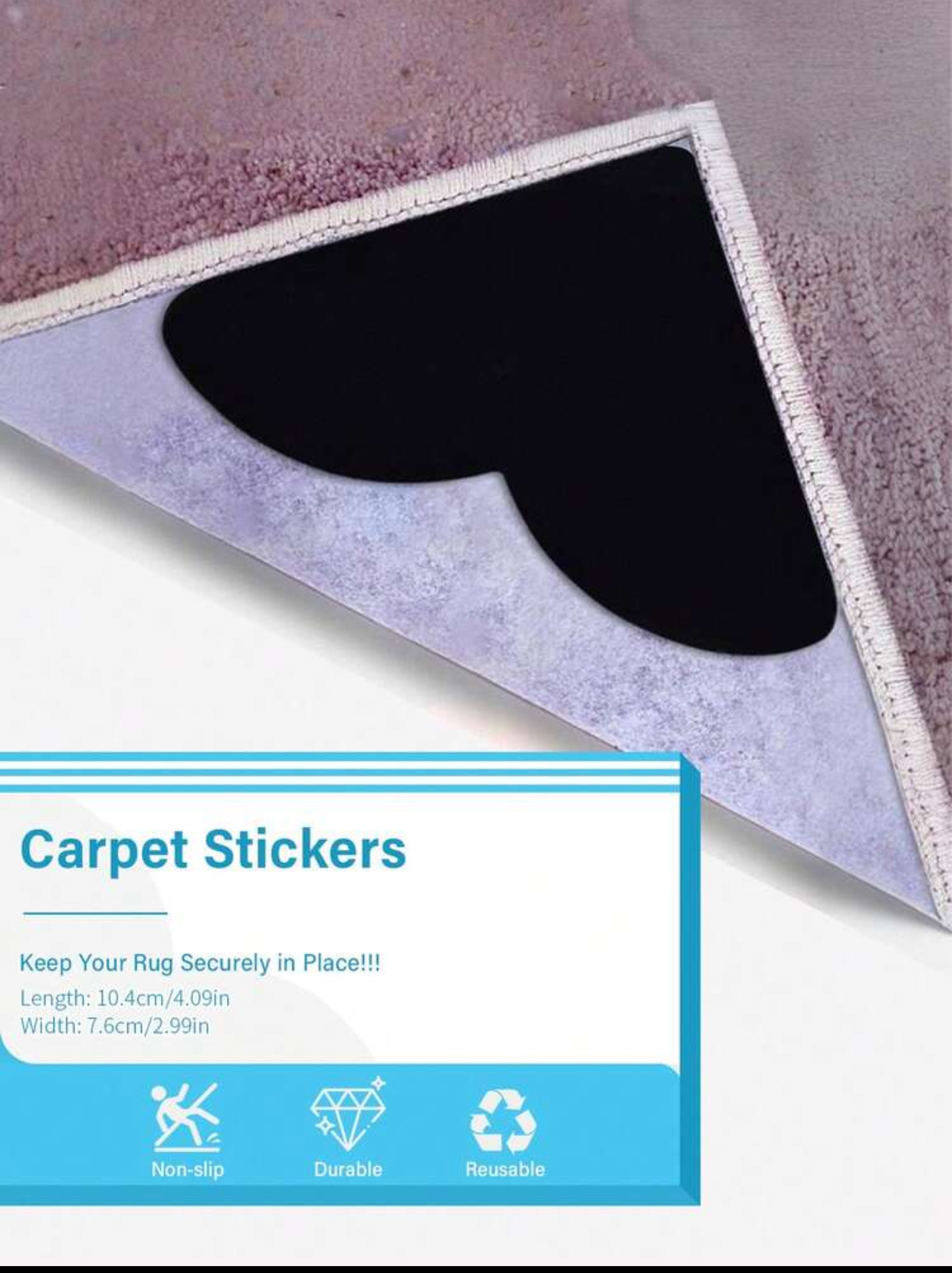 Heart-Shaped Non-Slip Reusable Carpet Stickers Set 2