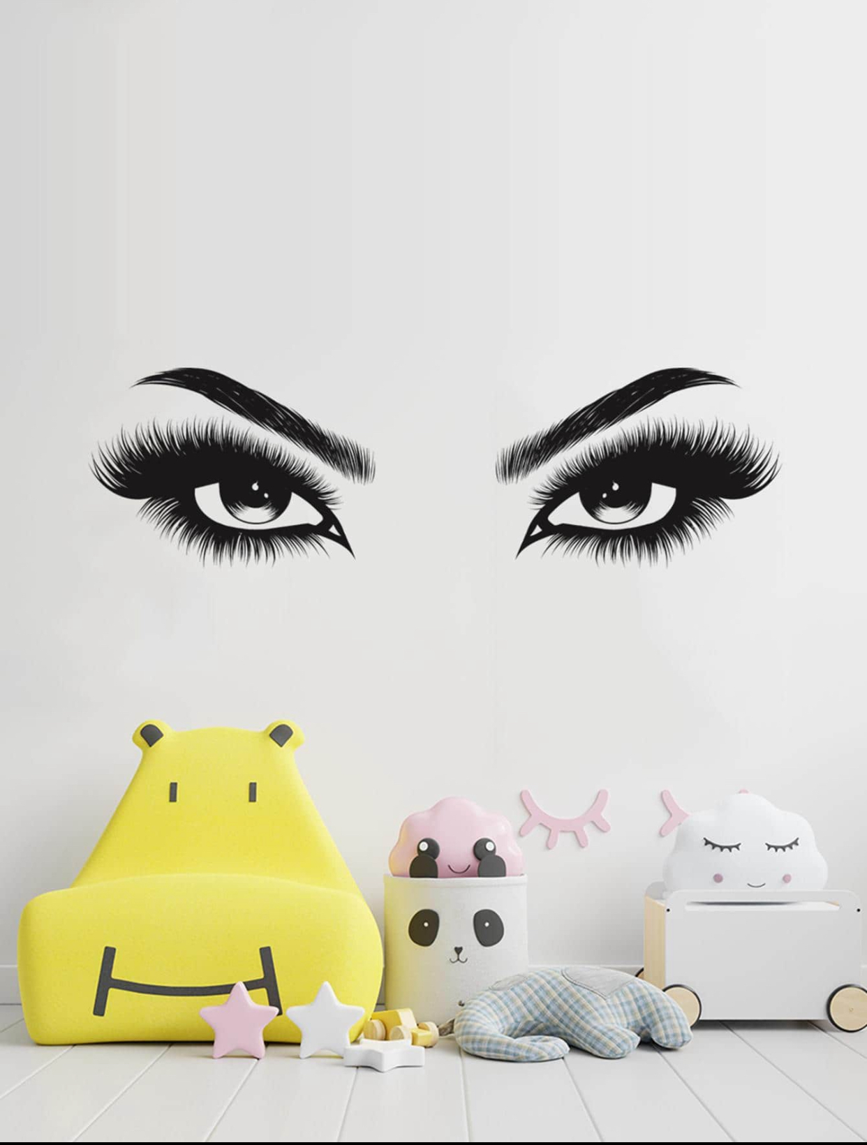 Large Eyelash and Eyebrow Vinyl Wall Decal – Waterproof Beauty Salon, Makeup Studio, and Bedroom Wall Art Sticker Decoration (20\text{cm} \times 58\text{cm}) 2