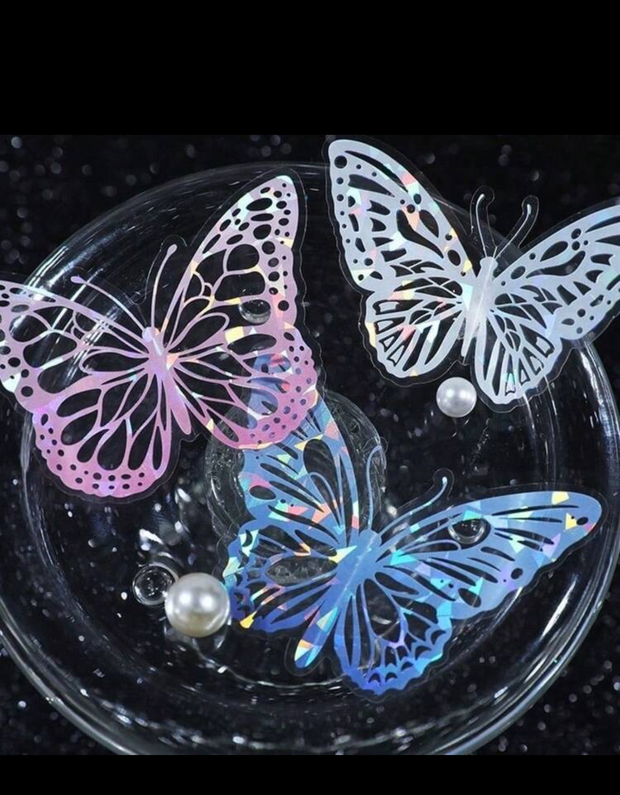 Holographic Laser Butterfly Sticker Packs – Multicolored Iridescent Sheer Butterfly Decals for Journaling, Scrapbooking, and DIY Arts and Crafts (20 Pieces Per Pack) 3