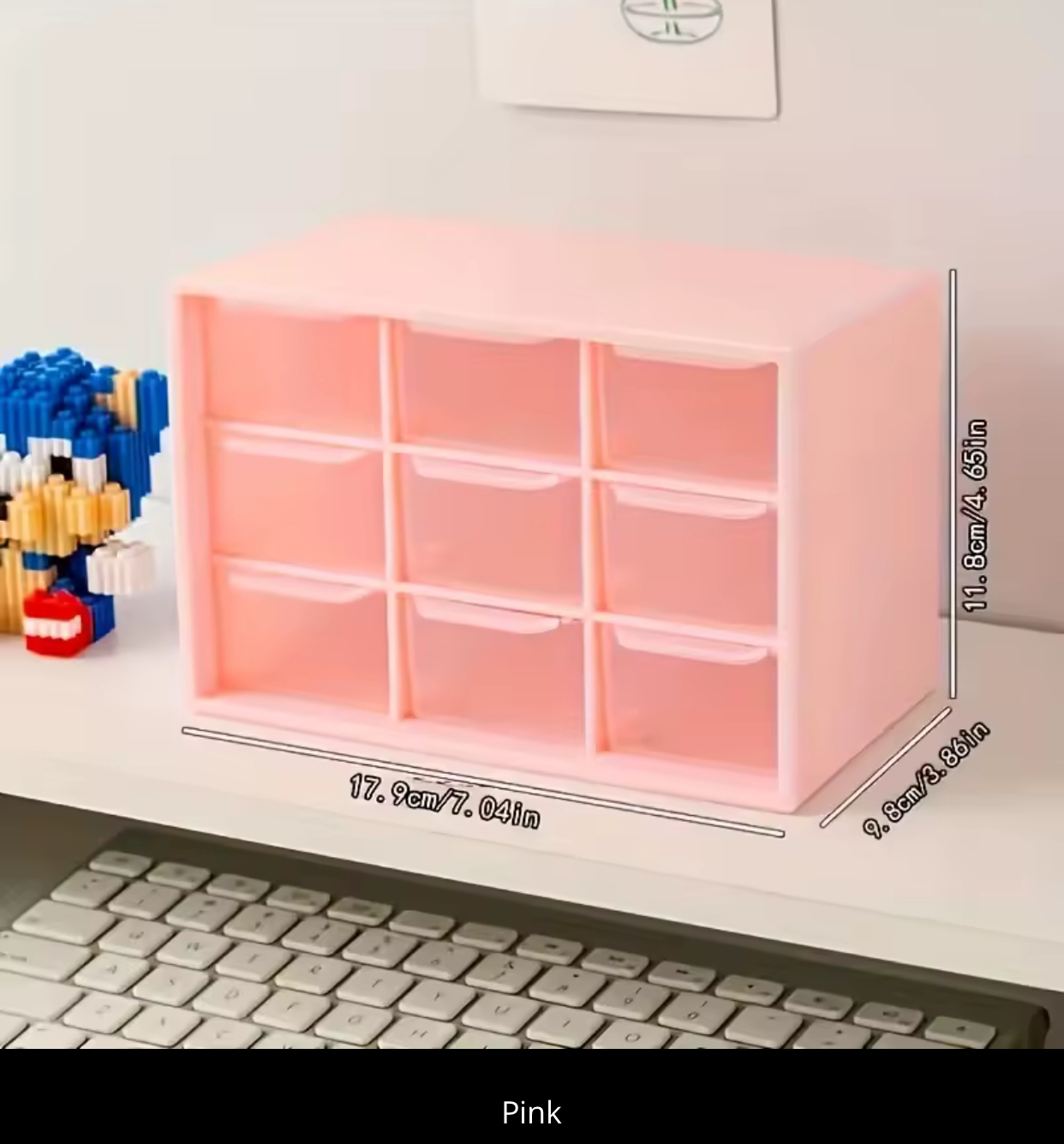 9-Drawer Desktop Storage Cabinet Organizer – Multi-Grid Clear Plastic Drawer Storage Box for Makeup Cosmetics, Office Supplies, and Small Craft Items 2