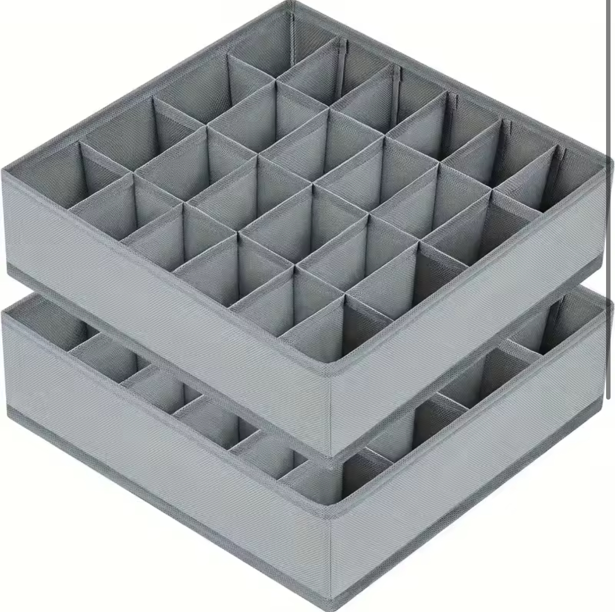 Foldable Fabric Drawer Divider Closet Organizer – Multi-Cell Grey Underwear and Socks Storage Box Separator for Wardrobe Dressers and Clothing Containers