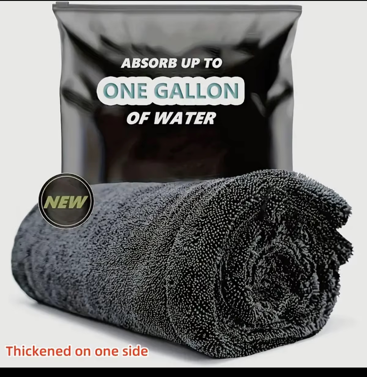 Premium High-Density Microfiber Car Drying Towel – Ultra-Absorbent Extra-Thick Cleaning Cloth Capable of Holding Up to One Gallon of Water for Professional Detailing
