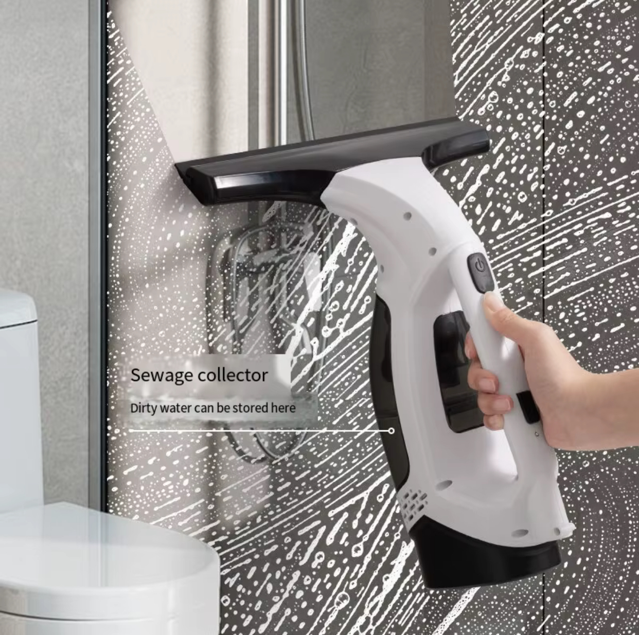 Cordless Electric Window Vacuum Squeegee Cleaner Kit – Rechargeable Handheld Glass Washer with Dirty Water Tank and Microfiber Spray Bottle Combo Set