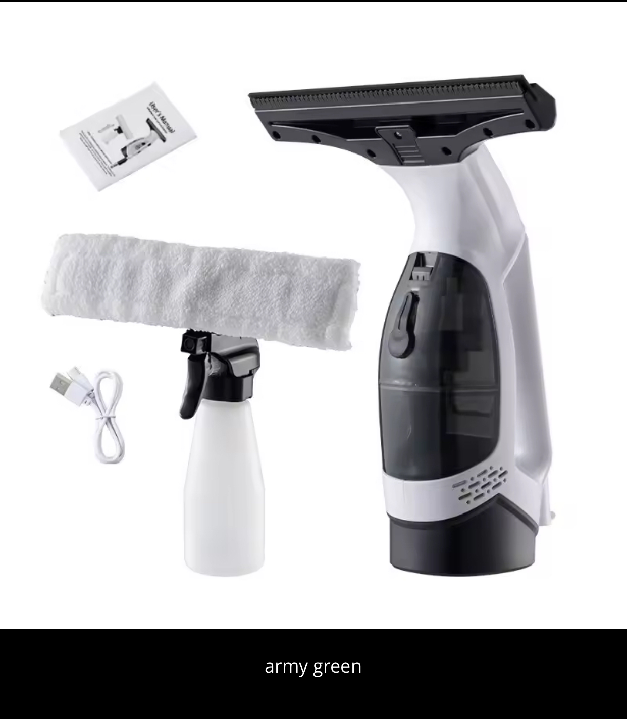 Cordless Electric Window Vacuum Squeegee Cleaner Kit – Rechargeable Handheld Glass Washer with Dirty Water Tank and Microfiber Spray Bottle Combo Set 2