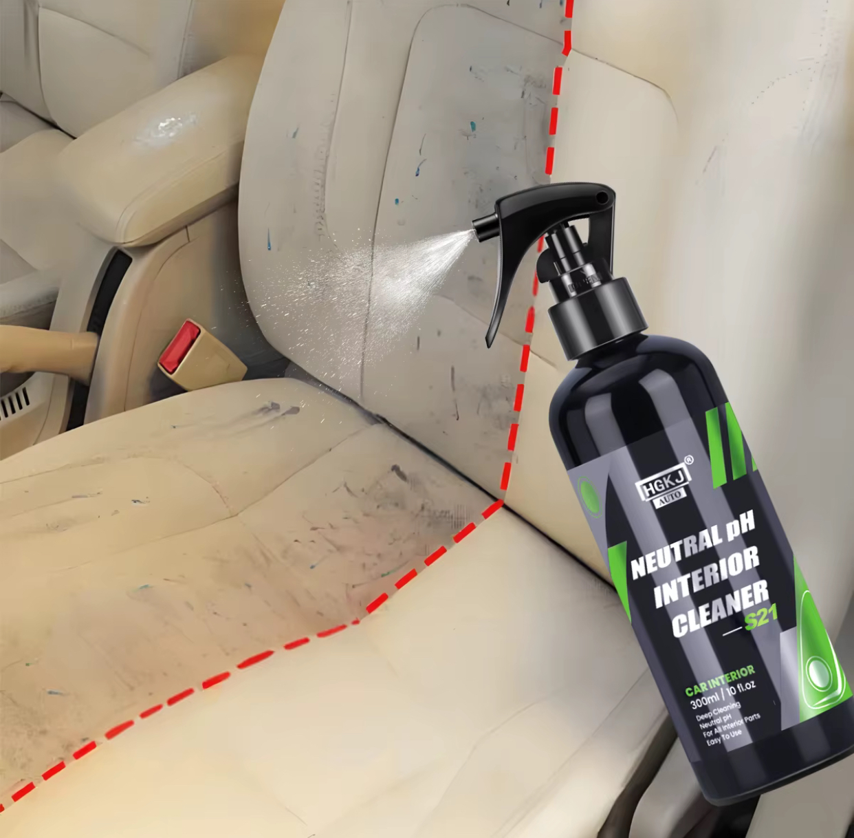 HGKJ S21 Neutral pH Car Interior Cleaner Spray – Deep Cleaning and Multi-Surface Stain Remover Liquid Formula for Automotive Dashboard, Leather, and Trim 2