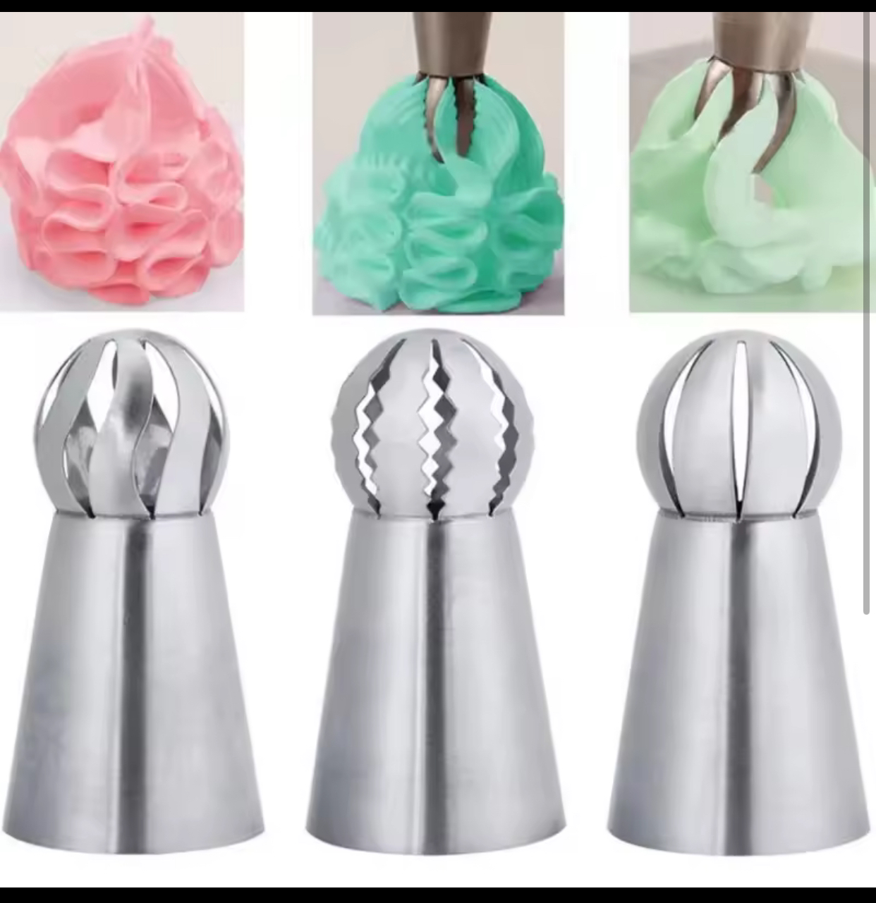 Stainless Steel Russian Sphere Ball Piping Tips – Multi-Style Icing Nozzles Set for Ruffled Buttercream Flowers and Cupcake Cake Decorating
