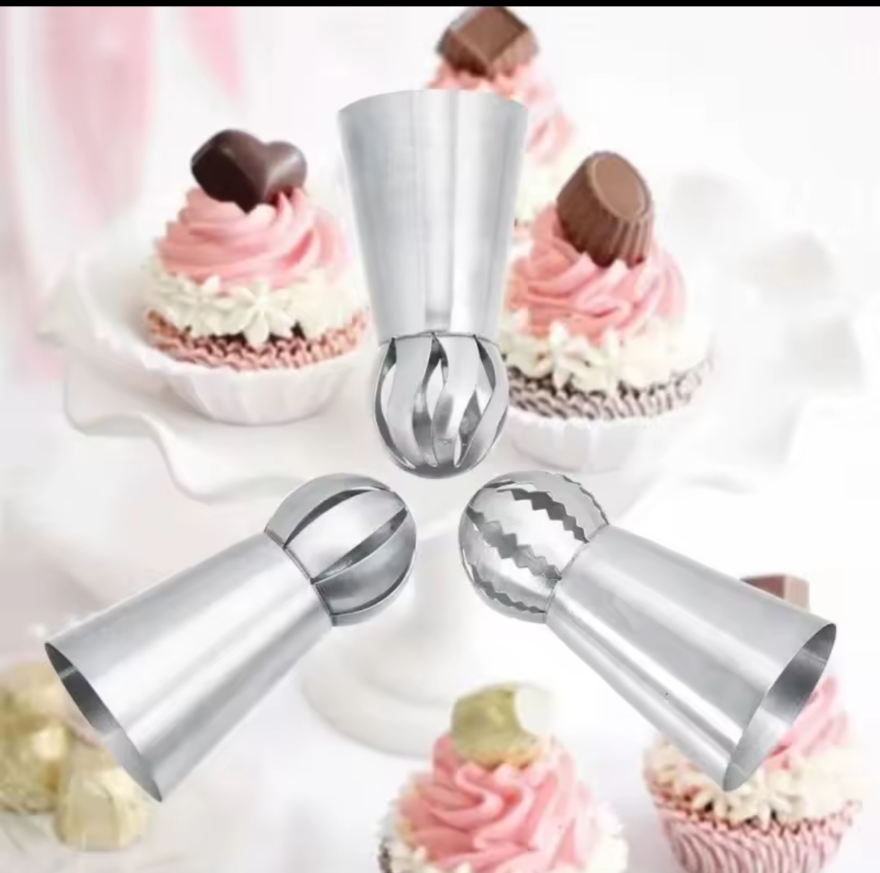Stainless Steel Russian Sphere Ball Piping Tips – Multi-Style Icing Nozzles Set for Ruffled Buttercream Flowers and Cupcake Cake Decorating 2