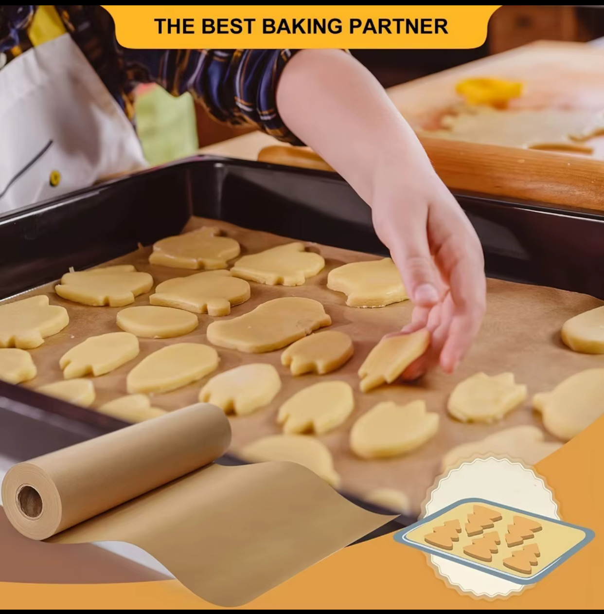 Premium Unbleached Parchment Paper Roll – Heavy-Duty Heat-Resistant Non-Stick Baking Paper for Ovens, Air Fryers, and Food Wrapping (30\text{cm} \times 5\text{m}) 2