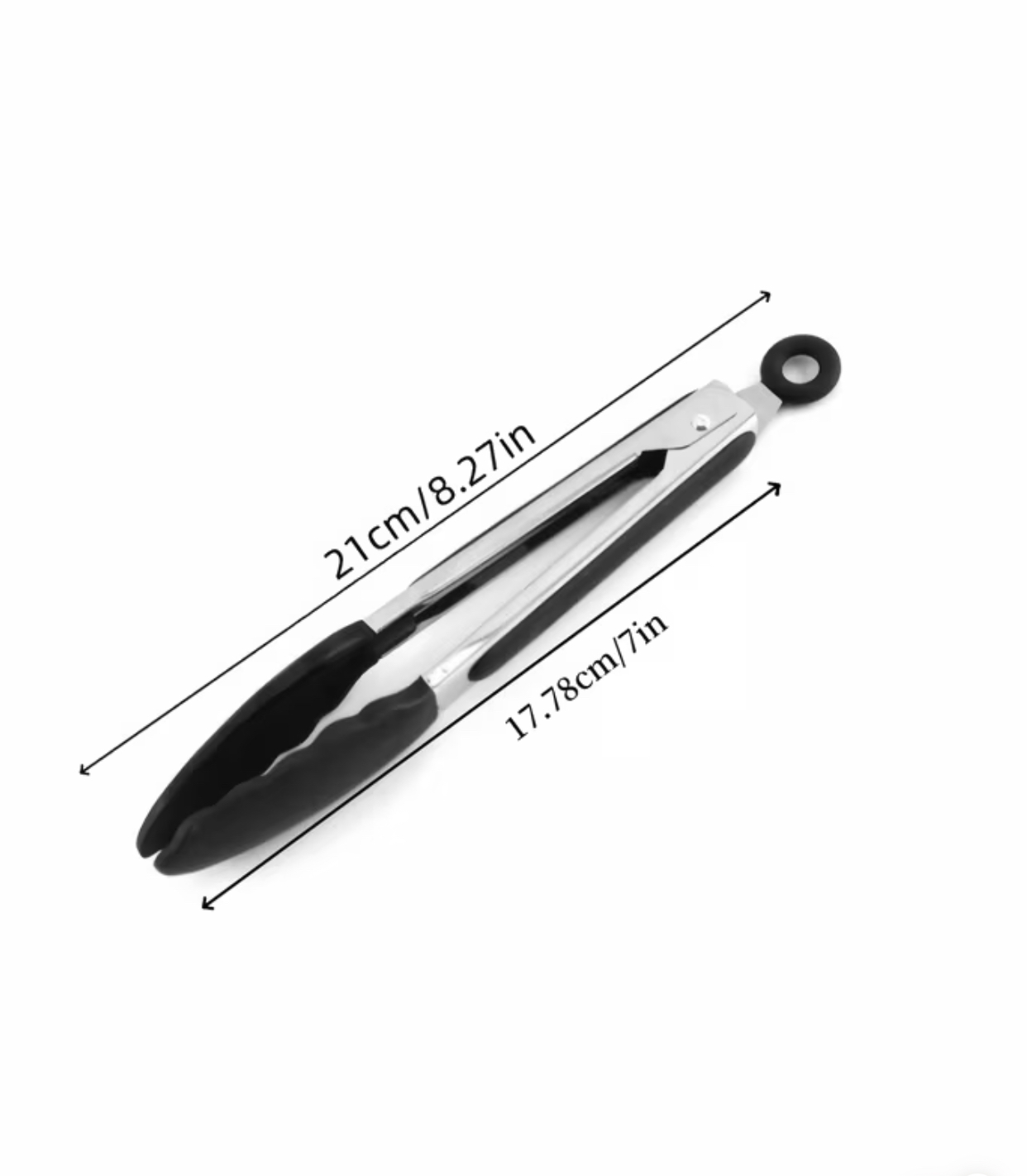 Silicone-Tipped Stainless Steel Kitchen Tongs – 8-Inch Cooking Tongs with Smart Ring-Pull Locking Mechanism and Heat-Resistant Scalloped Grips 2