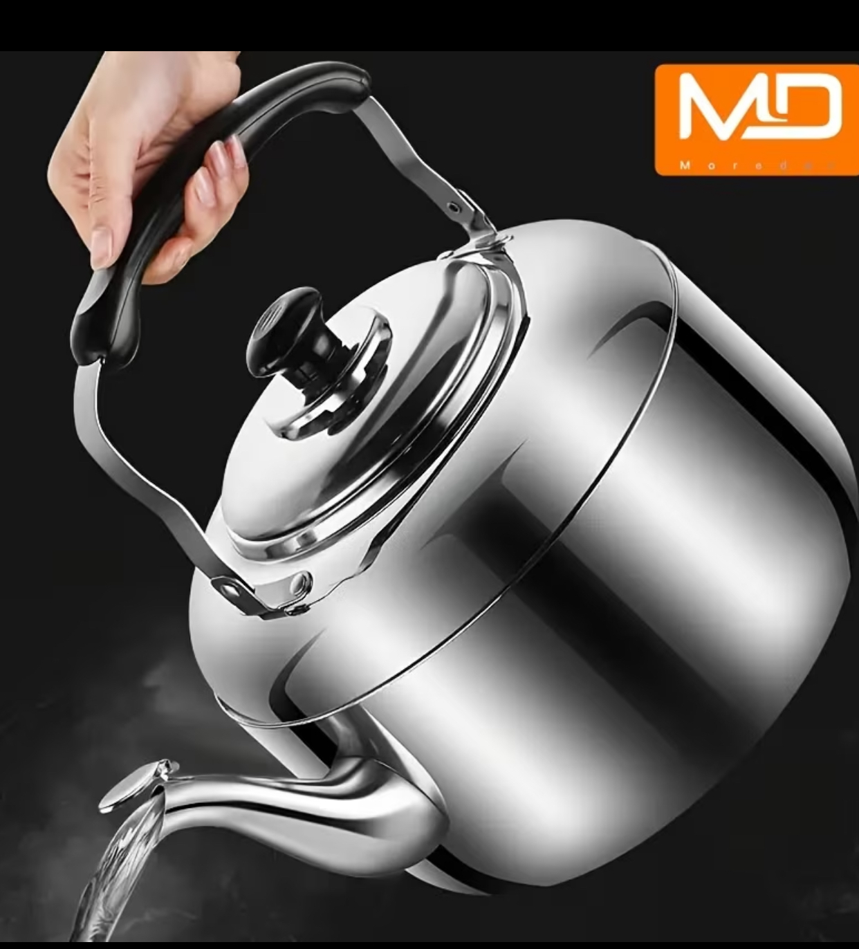 3L Stainless Steel Stovetop Whistling Kettle – Heavy-Duty Matte Silver Tea Pot with Heat-Resistant Ergonomic Handle and Loud Audio Alert Spout 2