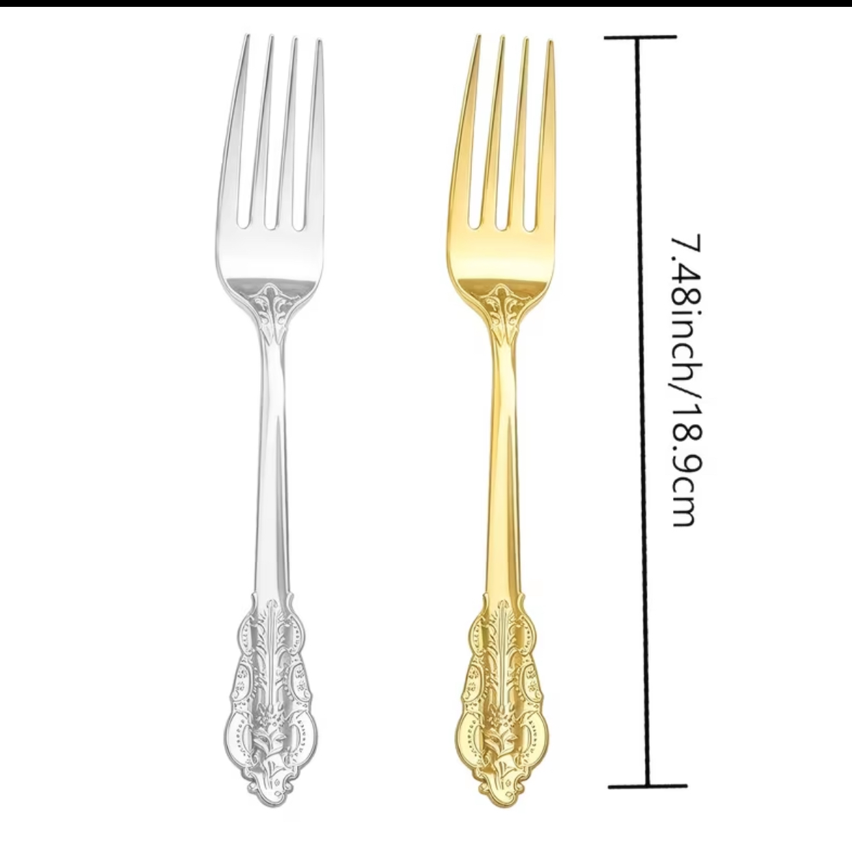10-Piece Vintage Filigree Gold Plastic Dessert Forks – Heavy-Duty Disposable Tasting Cake Forks for Weddings and Upscale Parties 3