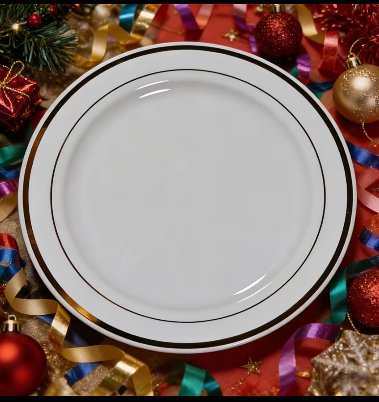 40-Piece White and Gold Rim Plastic Plate and Fork Set – 20 Elegant 7.5-Inch Salad Plates and 20 Matching 7.3-Inch Metallic Dinner Forks 2