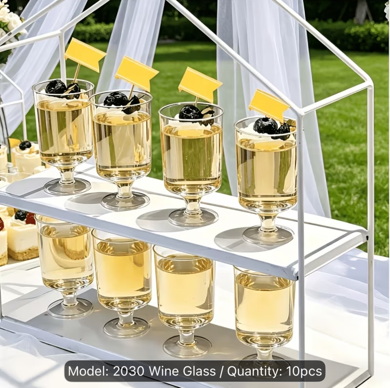 10-Piece Clear Plastic Short Stemmed Goblets – Elegant Disposable Appetizer and Dessert Tasting Wine Glasses for Catering and Events