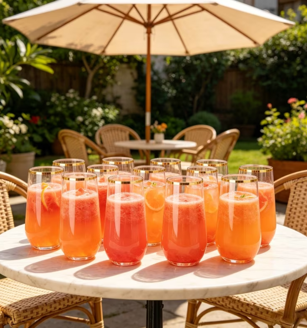 13-Piece Premium Transparent Golden-Rimmed Highball Glasses – Elegant Shatterproof Acrylic Water and Juice Tumblers for Party Tablescapes 3