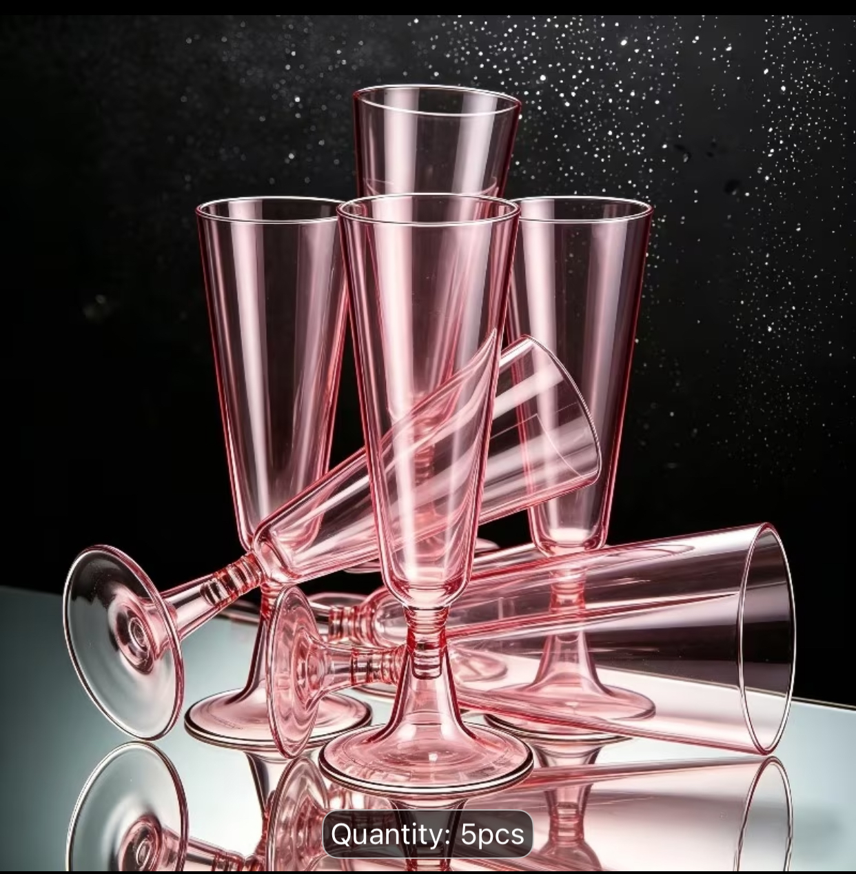6-Piece Transparent Pink Champagne Flutes – Shatterproof Reusable Tapered Acrylic Stemware Set for Bachelorette Parties and Weddings 3