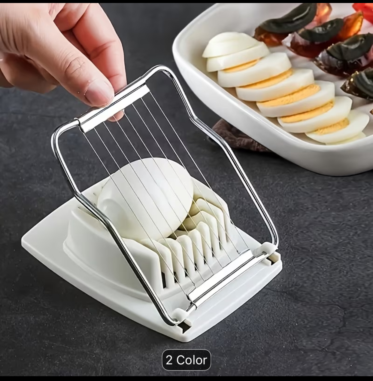 Heavy-Duty Stainless Steel Wire Egg Slicer – Multi-Purpose Boiled Egg, Mushroom, and Soft Fruit Slicer with Rigid Base 2