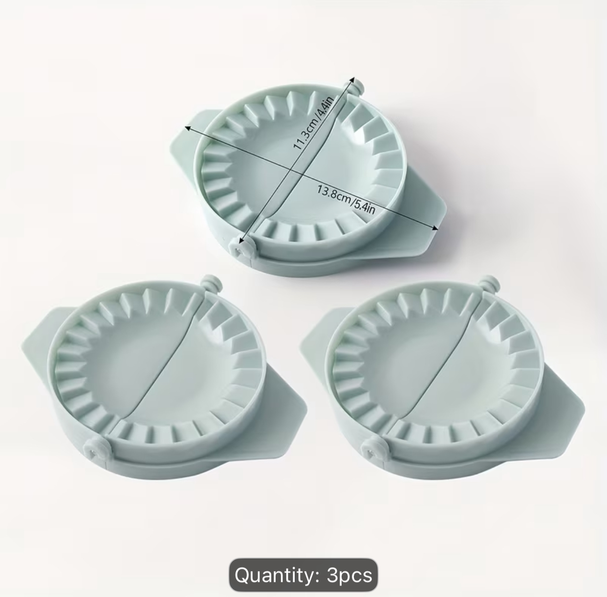 3-Piece Pastel Blue Dumpling Maker Set – Manual Dough Press and Empanada Wrapper Mold Trio for Homemade Pastries and Pierogies