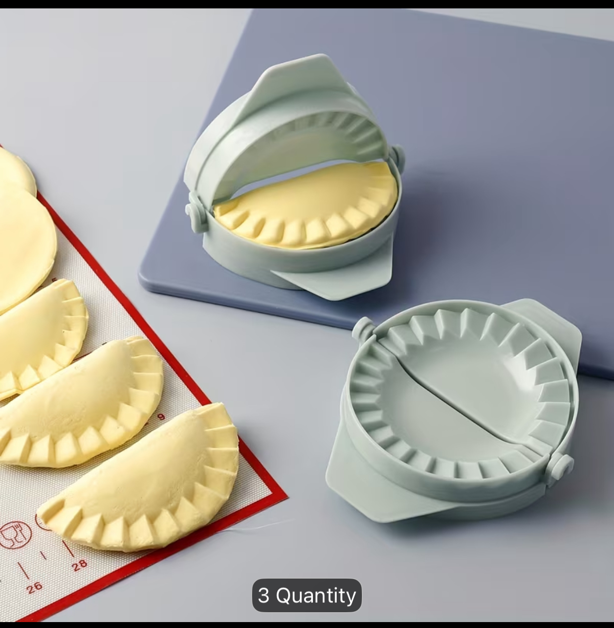 3-Piece Pastel Blue Dumpling Maker Set – Manual Dough Press and Empanada Wrapper Mold Trio for Homemade Pastries and Pierogies 2