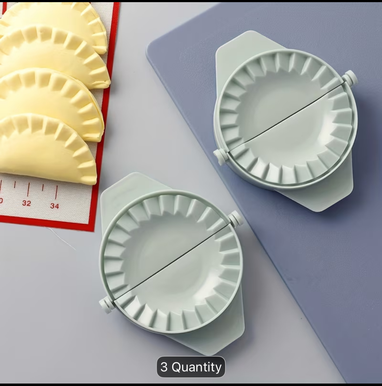 3-Piece Pastel Blue Dumpling Maker Set – Manual Dough Press and Empanada Wrapper Mold Trio for Homemade Pastries and Pierogies 3