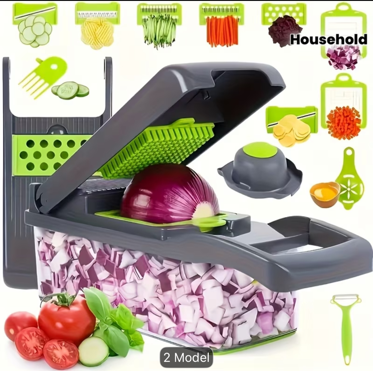 Multi-Blade Vegetable Chopper and Mandoline Slicer – All-in-One Professional Kitchen Dicer, Grater, and Food Prep Station with Container