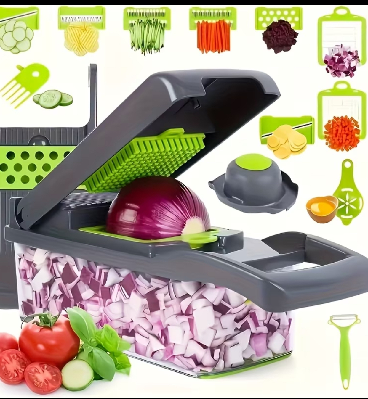 Multi-Blade Vegetable Chopper and Mandoline Slicer – All-in-One Professional Kitchen Dicer, Grater, and Food Prep Station with Container 3