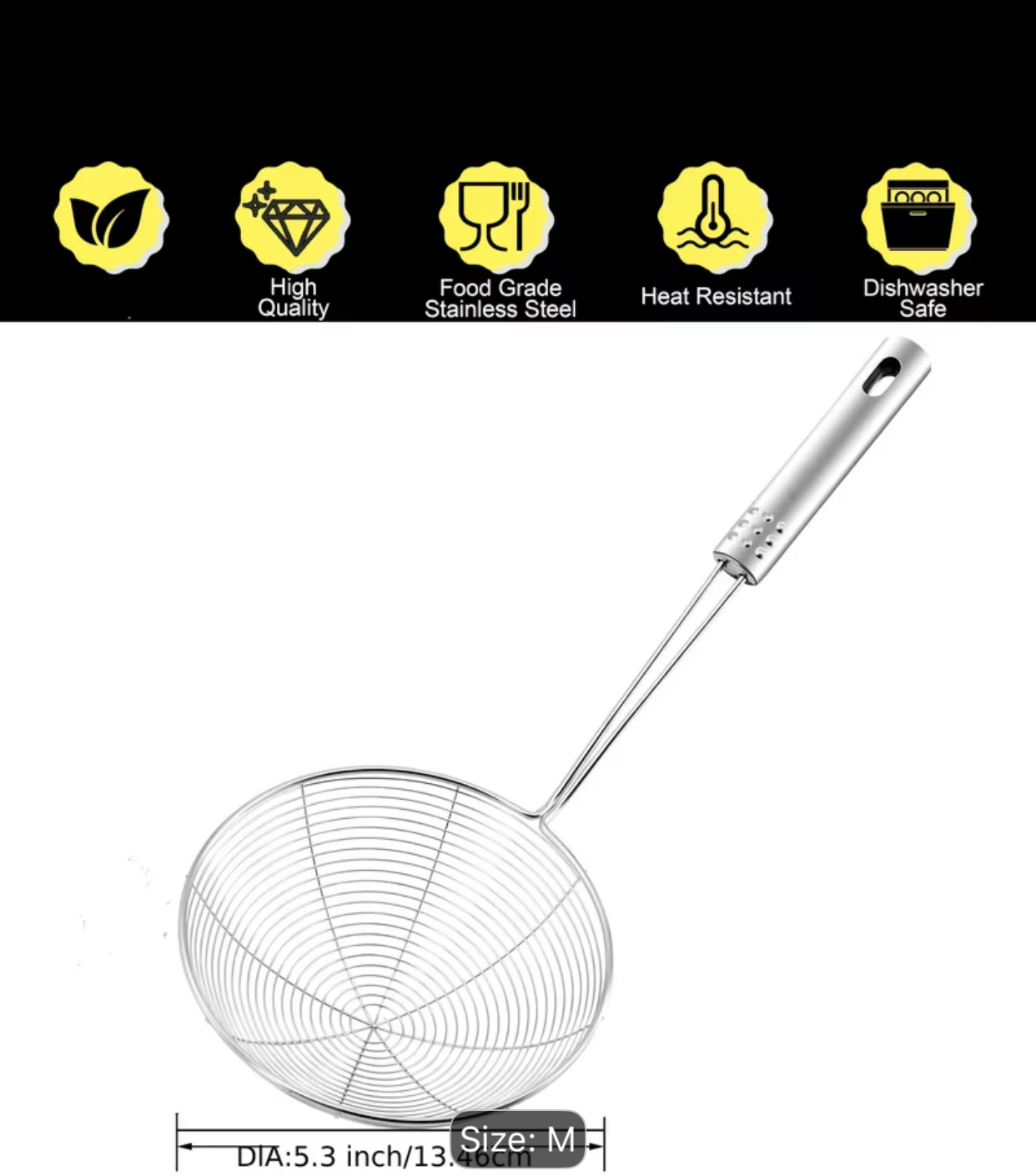 Stainless Steel Wire Mesh Spider Strainer – Professional Skimmer Spoon with Long Hollow Handle for Safe Deep Frying and Boiling 2