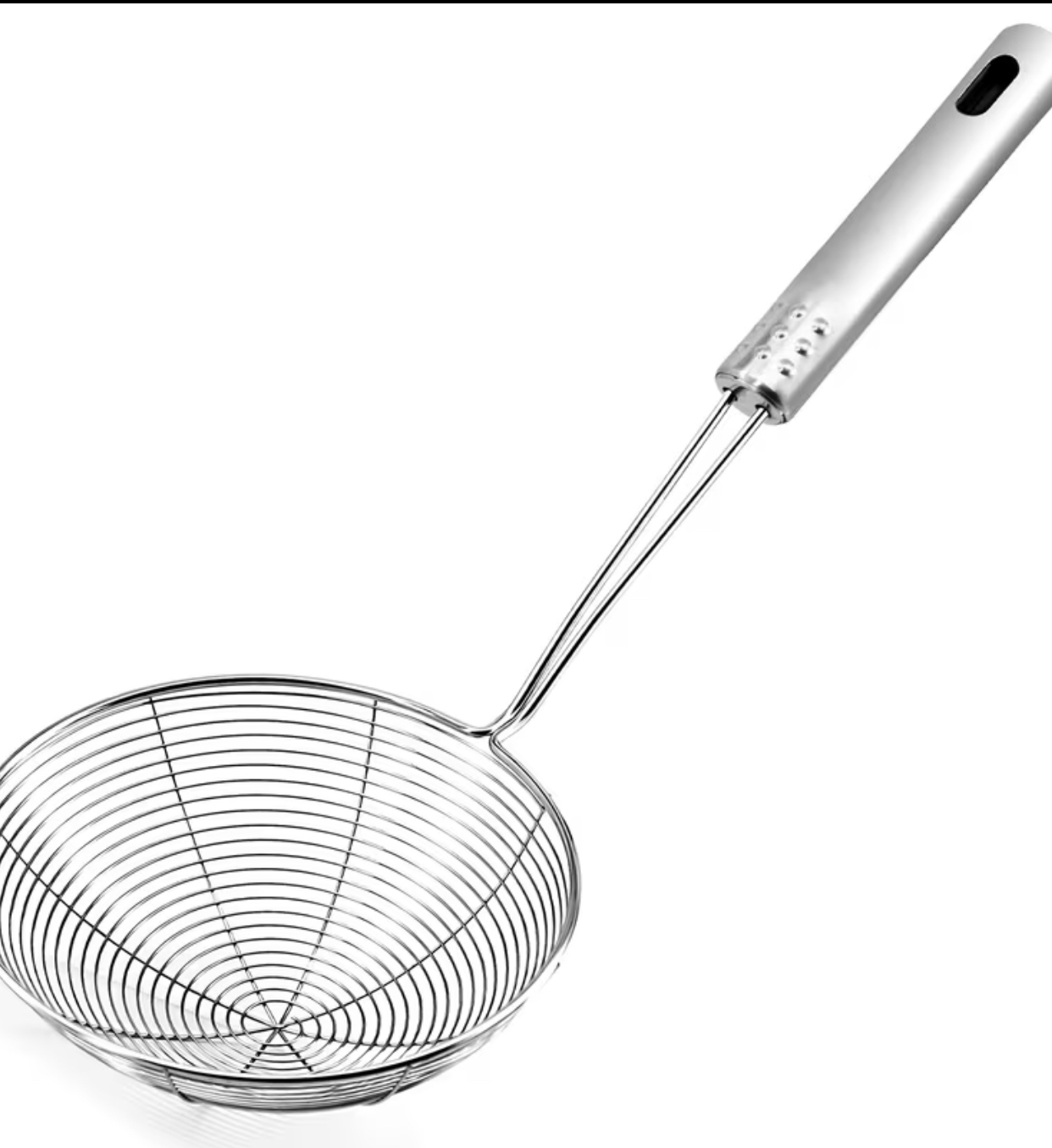 Stainless Steel Wire Mesh Spider Strainer – Professional Skimmer Spoon with Long Hollow Handle for Safe Deep Frying and Boiling