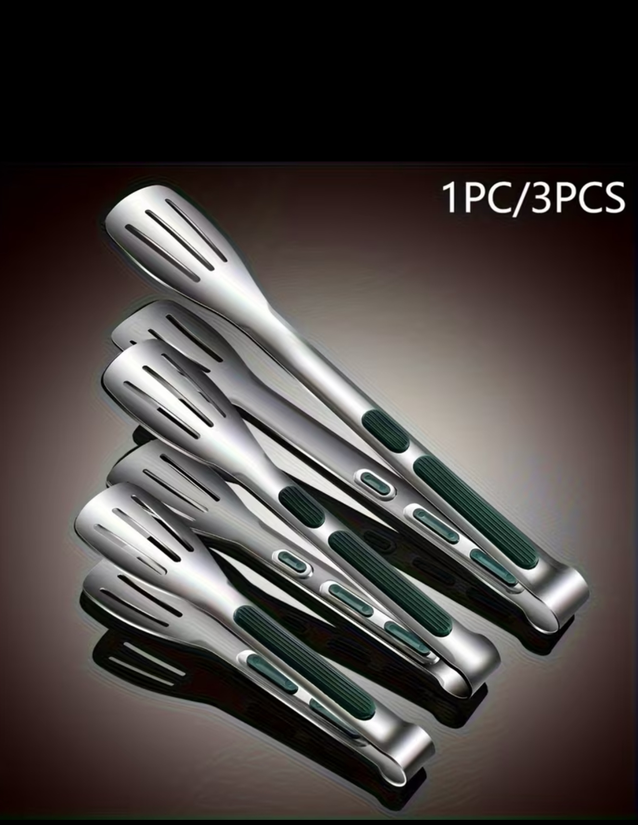 Stainless Steel Cooking Tongs Set – Non-Slip Heavy-Duty BBQ and Kitchen Serving Tongs with Heat-Resistant Green Finger Grips
