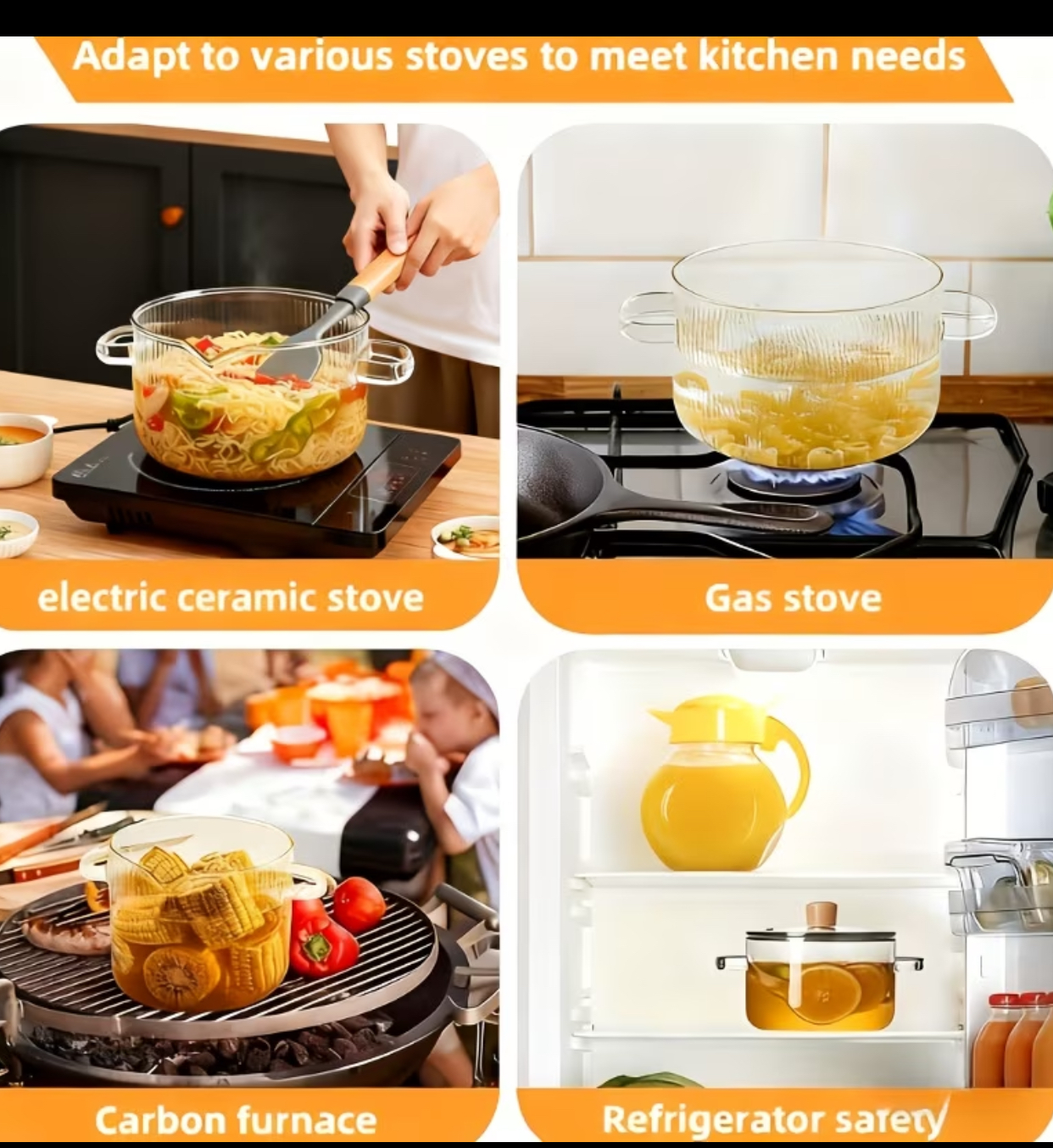 2-Piece Fluted Borosilicate Glass Cooking Pot Set – Heat-Resistant Transparent Casserole Soup Pots with Steaming Lids and Wooden Knobs 3