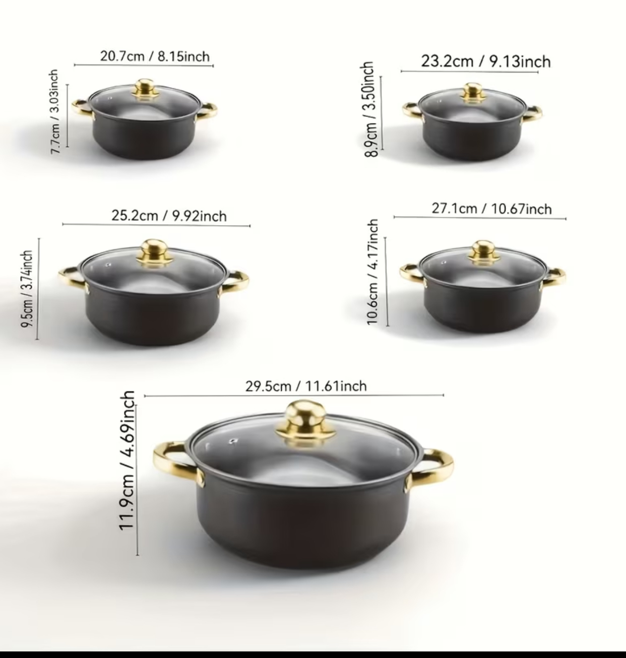 Matte Black Elegance 5-Piece Premium Cookware Set – Professional Non-Stick Cookware Suite with Rose Gold Handles for Induction Stoves 3