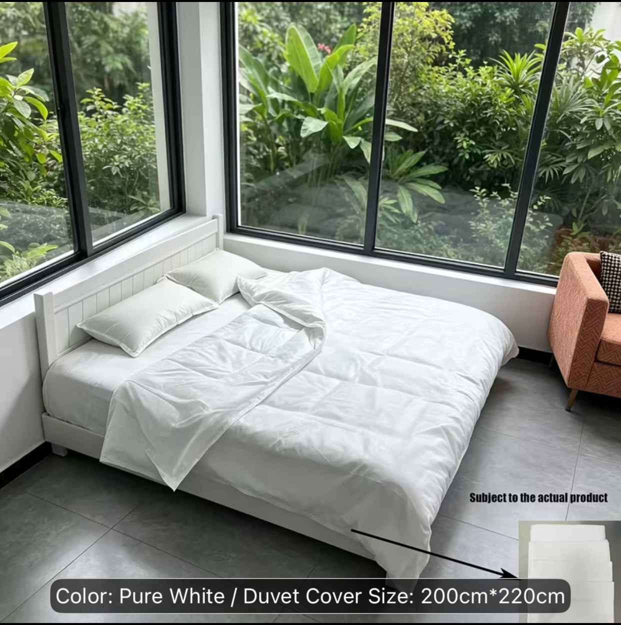 Pure White Luxury Hotel-Quality Duvet Cover Set – Clean Minimalist Breathable Bedding (Duvet Cover Size: 200cm x 220cm)