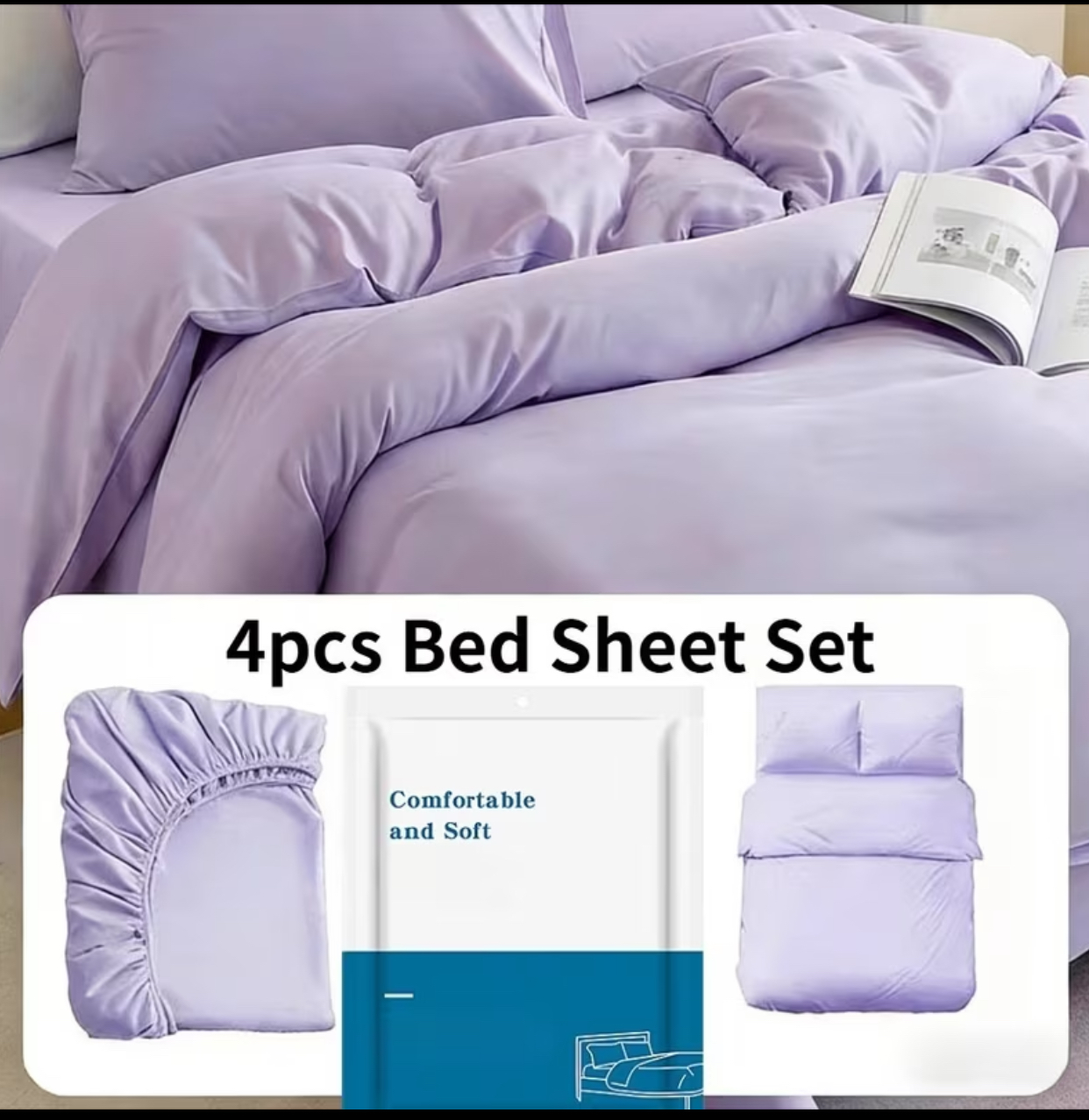 Pastel Sage Green 4-Piece Complete Bed Sheet Set – Ultra-Soft Fitted Sheet, Flat Sheet & Pillowcases Set 2