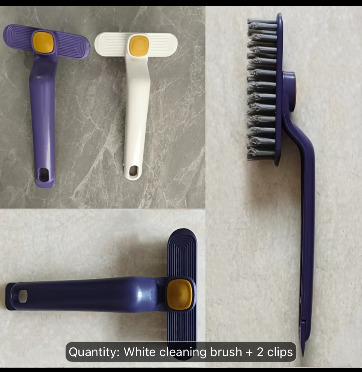 2-in-1 Narrow Crevice Groove Cleaning Brush – T-Shaped Long Handle Household Corner Scrubber with Mini Clip