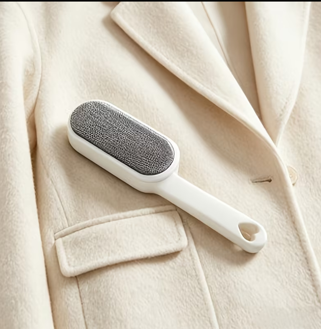 Newly Upgraded Silvery Gray Lint & Hair Remover Brush – Static Double-Sided Fabric Clothes Defuzzer